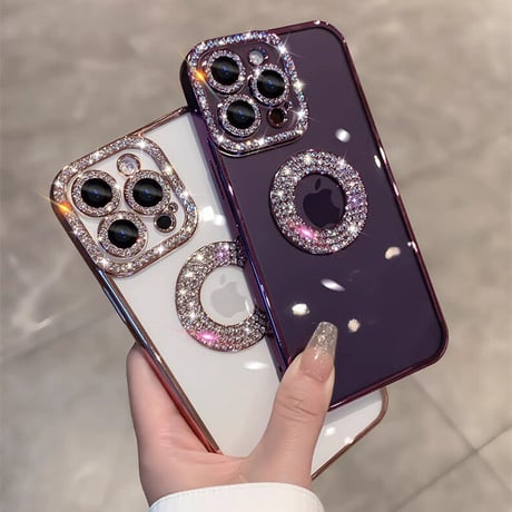 iPhone15/15proケース ストーン クリア オシャレ キラキラ iPhone14/13/12カバー 女子力アップ[M3489]