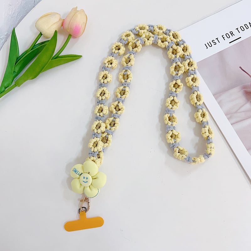 花ニットストラップ 首掛け かわいい 全種類対応 ギフトにおすすめ