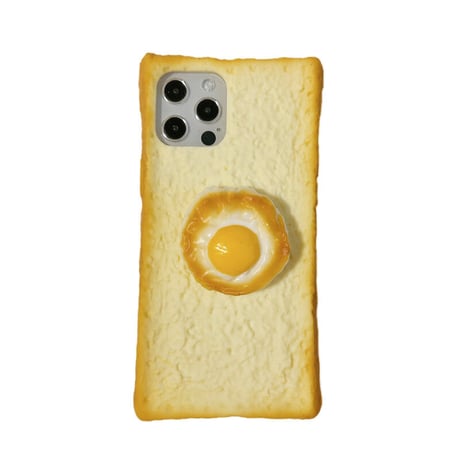 トースト 目玉焼きグリップ iphone14/14proケース  可愛い iphone13/12/11カバー スタンド  面白い ギフトにおすすめ[M2345]