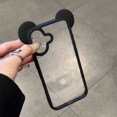 可愛い耳付 iPhone17/16Proケース パステルカラー iPhone15plus/14pro/13カバー 淡色透明ケース 黄ばまない GIFT [M5538]