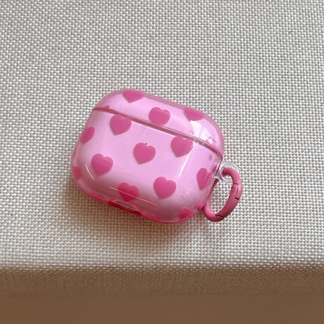 ハート柄 Airpods Pro3ケース バラ色 Airpods 4/3カバー  AirpodsPro2/1  ハートキーホルダー 甘めコーデ[M6330]