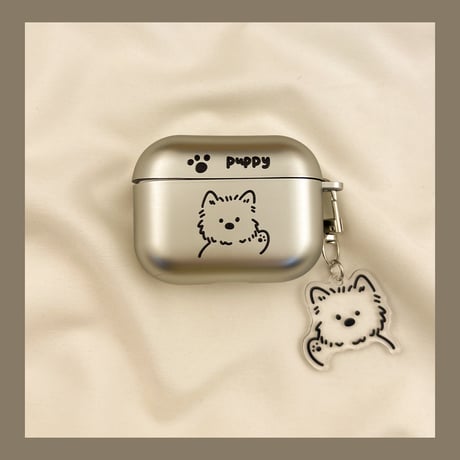 メッキ Airpods Pro3ケース ワンちゃん Airpods4/3カバー pro2/pro1 リング/キーホルダー ギフトにおすすめ[M6349]