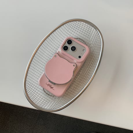 猫耳付ミラー iPhone17/17Proケース スタンド機能 iPhone16Pro/15/14ProMaxケース 高級感皮 頑丈 人気品 便利[M6179]