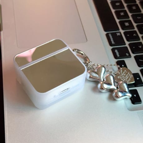 ミラー Airpods4ケース ハートキーチェーン付 AirpodsPro2ケース airpods3/2カバー  メイク直し鏡 女子力高い 丈夫 [M5280]