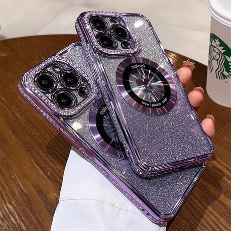 iPhone15/15proケース MagSafe対応 ジュエリー14/13カバー キラキラシート付き おしゃれ [M3478]
