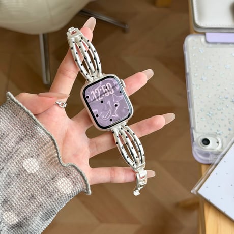 韓国っぽブレスレット風 AppleWatchバンド 水玉模様 メタルAppleWatchベルト Series11/10/9/8 SE3/2 Ultra 高品質  大人可愛い[M6358]