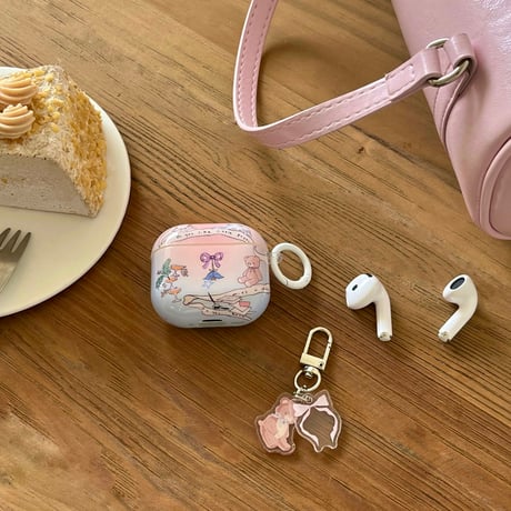 大人可愛い Airpods4ケース クマちゃん  Airpods3/Pro2ケース airpodspro2カバー  キーチェーン付 ギフトにおすすめ[M5133]