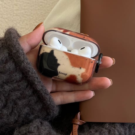 ぼかし Airpods 4ケース レトロファッション AirpodsPro2/Pro1 Airpods3/2カバー ストラップとリング付き 大人可愛い [M4830]