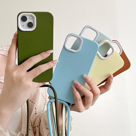 長いストラップ付 iphone14/13promaxケース シンプル風手さわりいいアイフォン12/11promaxカバー 便利 持ちやすい[M2152]