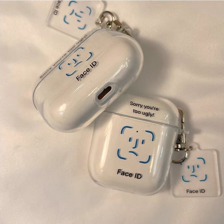 Face ID Airpods 4ケース チャーム付 AirpodsPro2/Pro1 Airpods3/2カバー クリア 大人可愛い ギフトにおすすめ [M4735]