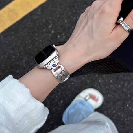 ストーンリボン Apple watch10/9 バンド Ultra series8 7 6 5 4  3 2 SE SE2 オシャレアップルウォッチベルト かわいい 高級感[M4599]