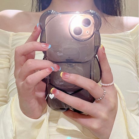 クマちゃんクリア iphone14/13promaxケース 透明艶あり アイフォン12/11カバー 可愛すぎ お揃い 男女むけ[M2164]