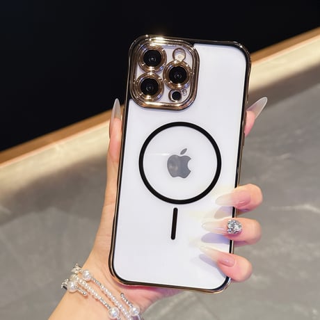 メタリックカラー iPhone16pro/16promaxケース Magsafe充電 カメラ保護 iPhone15/14/13proカバー 黄ばまない お揃い [M5511]