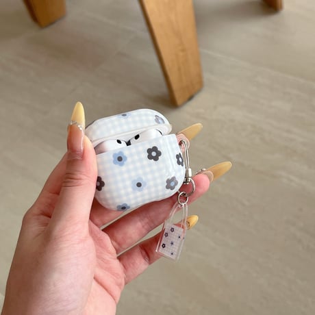 AirpodsPro3/4ケース 韓国っぽい 花柄AirpodsPro2/Pro1カバー  エアポッズ3/2  大人可愛い キーホルダー付 ガールズに人気[M5689]