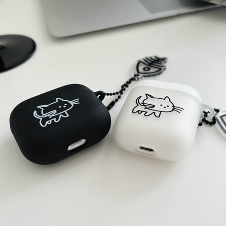 猫と魚 AirPodsPro2ケース 可愛い お揃い airpodsカバー  マット 指紋防止 ギフトにおすすめ[M2412]