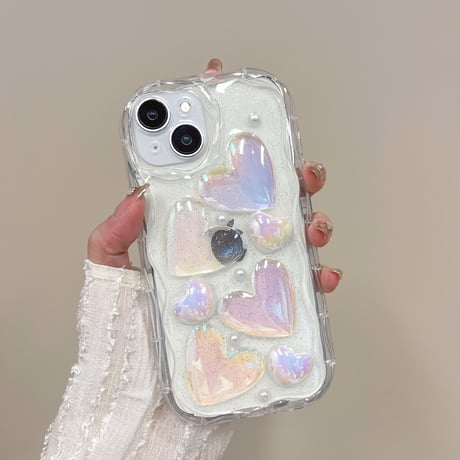ハート iPhone16/15pro/14/13proケース レーザー光る iPhone12pro/11カバー シンプル 透明ケース キラキラおしゃれ[M3380]