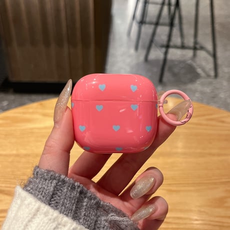 ハート柄 Airpods Pro3ケース 光沢感 Airpods4/3カバー pro2/Pro1ケース 可愛い リング付 韓国っぽ ガールズに人気[M6050]