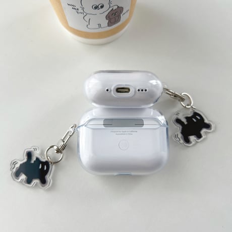 怒る猫 Airpods Pro3ケース キーホルダー付  Airpods4/3ケース  AirpodsPro2/Pro1カバー クリアケース 可愛すぎ [M5847]