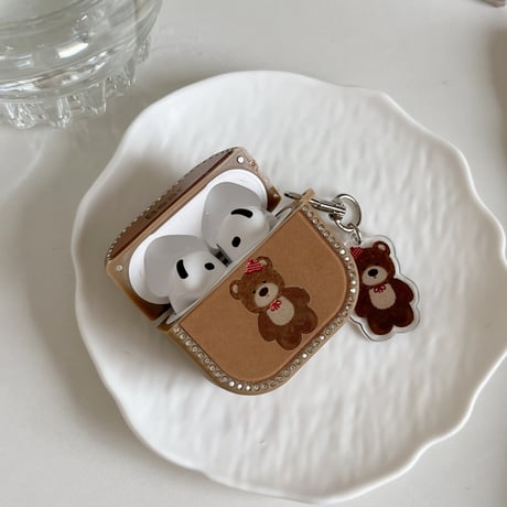 熊ちゃん AirPodsPro3ケース ジュエリーライン Airpods4/3ケース  AirpodsPro2/Pro1カバー  MagSafe対応 可愛い 頑丈[M5956]