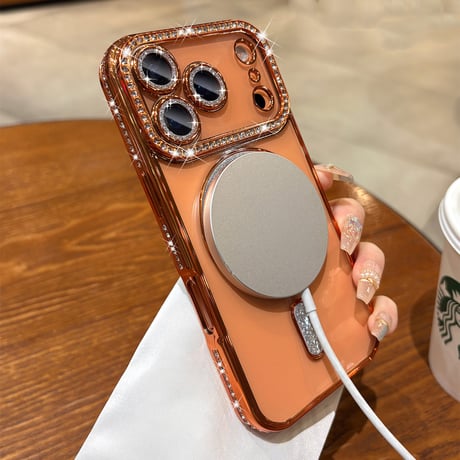 ジュエリー iPhone17Pro/17ケース Magsafe対応 iPhone17Air/17ProMaxケース レンズ保護フィルム付 キラキラライン 大人気 [M5637]