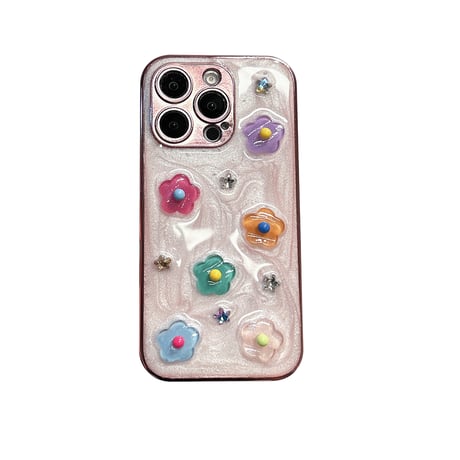 多彩花 iPhone16pro/16ケース カメラ保護 iPhone15promax/14/13カバー ハンドメイド 可愛い [M5405]