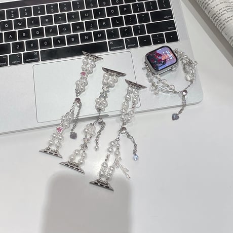 パール Applewatchベルト 高品質 Ultra2/1/SE(第2/1世代)/Series9/8/7/6/5/4/3/2/1アップルウォッチバンド 女子力高い[M5256]