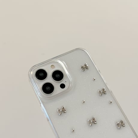 ガールズに人気 iphone15/15proケース  立体リボン ラメ入り iphone14/13pro/12/11カバー  可愛い 綺麗チャーム付き[M4485]