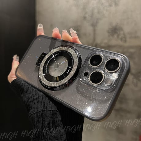 キラキラ MagSafeスタンド iPhone15pro/15promaxケース  クリア iPhone14Pro/13/12カバー 綺麗 女子力アップ コスパ最強[M3708]