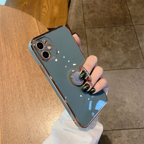 スマホリング付 iphone11/12promaxケース 金色枠ツヤありアイフォンSE2/XSMAXカバー スタンド機能付 落下防止 頑丈耐久性耐衝撃 M300