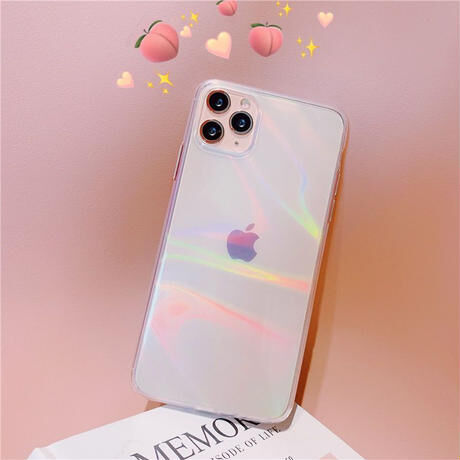 光るiphone13/12proケース 虹 ツヤ感 オシャレクリアiphone11promaxケース 透明iphoneXSカバー  女子メンズファッションM68