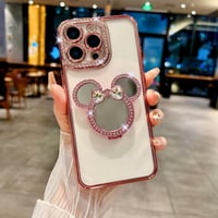 ミラー iphone17pro/17Airケース ジュエリー スタンド付 iPhone16pro/15plus/14proカバー カメラ保護 キラキラインナーシート付き  [M5547]