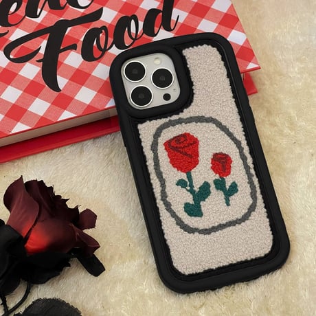 刺繡 薔薇柄 iphone14pro/14promaxケース  シック iphone13/12/11カバー  耐衝撃 高級感 頑丈[M2498]