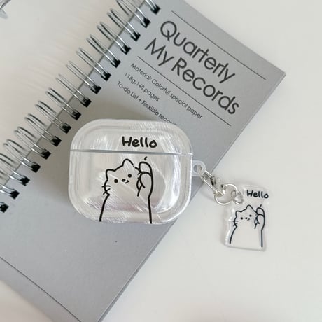 猫ちゃん AirpodsPro3ケース  ペアお揃い Airpods4/3カバー pro2/Pro1ケース 可愛いキーホルダー付 シェル風[M6415]