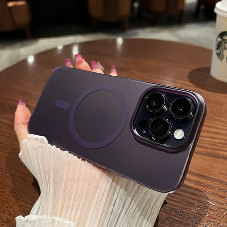 マグセーフ対応 iPhone14/14proケース マット 指紋付かない アイフォン13/12proカバー  シンプル 半透明  お揃い[M3231]