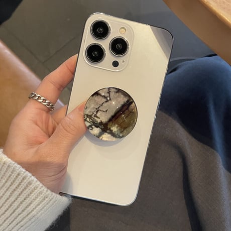 大理石調 ガラス スマホグリップスタンド  かわいいオシャレ 粘着タイプ 個性ファッション 全機種対応 ギフトにおすすめ[M2600]