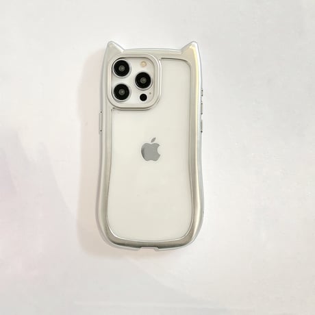 猫の耳 iPhone15pro/15promaxケース ストラップ付 アイフォン14プロ/13pro/12promaxカバー 黄ばまない 可愛い[M4309]