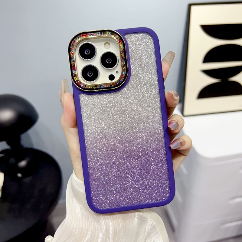 iPhone12Proケース 6.1インチ 鏡付き パープル ソフト・ハードケース