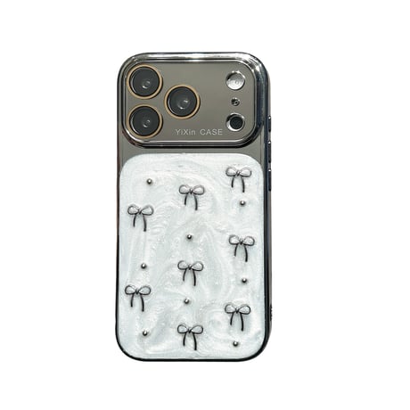 ミラー iPhone17Pro/17カバー リボン iPhone16Promax/15Pro/14ケース おしゃれ 丈夫 人気デザイン[M6458]