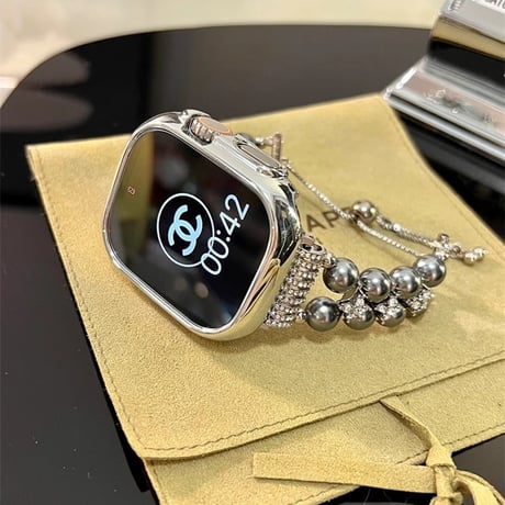 パール アップルウォッチバンド キラキラ Ultra2/1/SE(第2/1世代)/Series9/8/7/6/5/4/3/2/1 AppleWatchベルト 女子力高い[M4603]