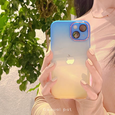 オシャレ グラデーションカラー iphone13/12promaxケース  透明 iphone11pro/XSカバー  カメラレンズ保護フィルム付き  高級感[M1999]