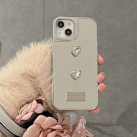 おしゃれミラーiPhone15/15proケース 女子力アップ iPhone14pro/13/12カバー 可愛い ハンドメイド 丈夫[M4186]