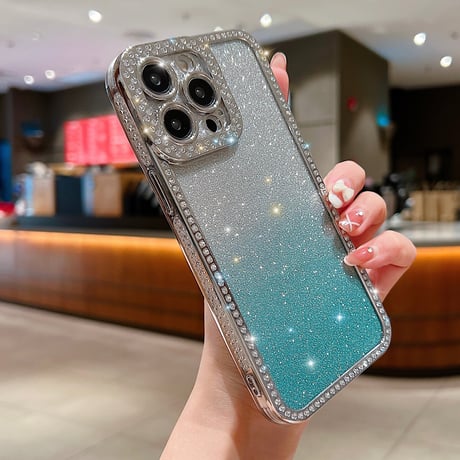 ストーン iPhone15plus/15proケース キラキラ ラメ入りシート付 アイフォン14pro/13pro/12カバー きれい 人気 [M3876]