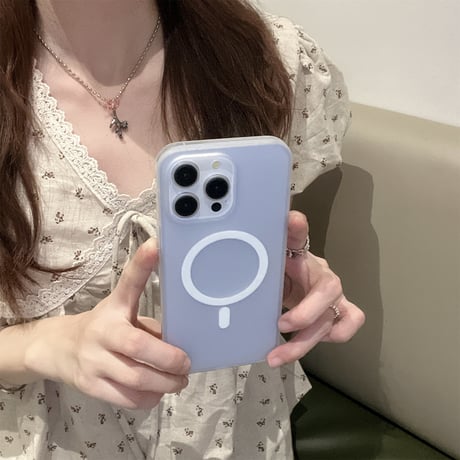 半透明 Magsafe対応iPhone15/15proケース 指紋防止 iPhone14promax/13pro/12ケース シンプル 高品質 [M4335]
