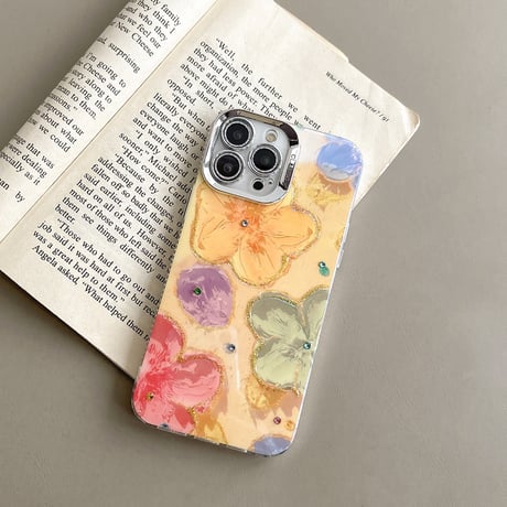油絵の花 iPhone15/15proケース 美しい iPhone14promax/13pro/12ケース 艶感 春夏コーデ [M4139]