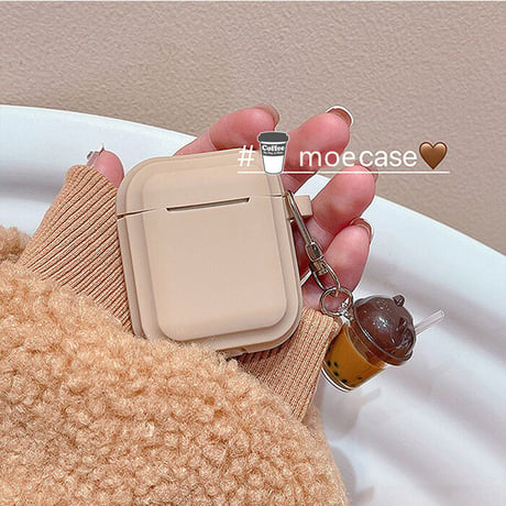 マット指紋防止 AirPodsPro2ケース タピオカミルクティーアクセサリー付 airpods3/2カバー 防塵カバー付き  お揃い ギフト[M2455]