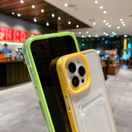 ICカード入れ iphone14pro/15proケース  カラー枠 頑丈iphone13/12/11proカバー   シンプル  お揃い 使いやすい 定番[[M2663]
