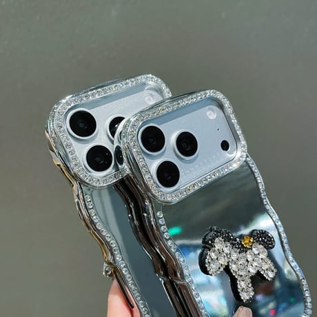 うねうねジュエリーライン iPhone17Pro/17ケース ダイヤストラップ iPhone17Promax/16Pro/15ケース ミラー/クリア お洒落 [M6194]