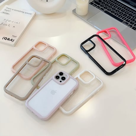 淡色クリア iPhone15/15plus/15proケース くすみカラー iPhone14/13/12proカバー お揃い 頑丈[M3529]