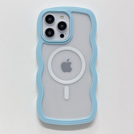 MagSafe ウェーブ型iPhone15/15Proケース うねうね 落下防止 クリアiPhone14/13proカバー 頑丈 [M3540]