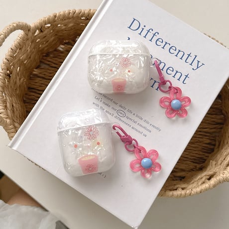 シェル調 Airpods4ケース 花キーチェーン AirpodsPro2ケース airpods3/2ケース 艶感 韓国風 プレゼントにおすすめ[M5440]